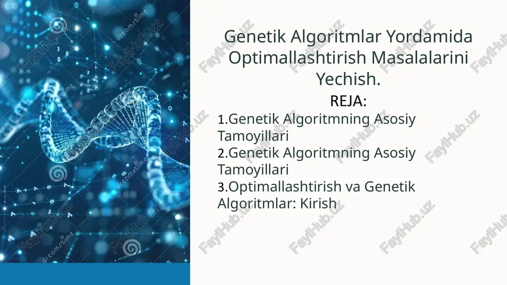 optimallashtirish va genetik algoritmlar — PPTX
