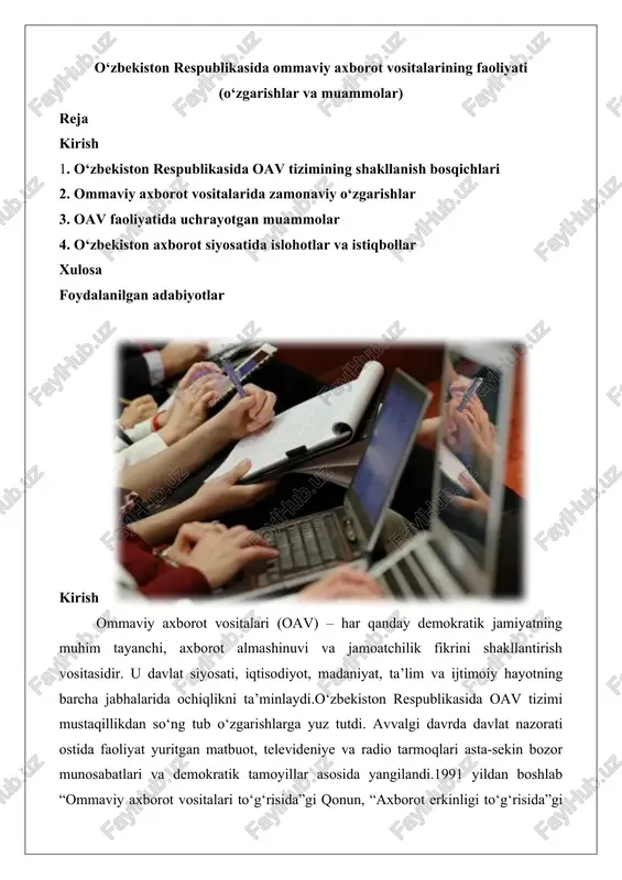 ommaviy axborot vositalari (oav) — DOCX