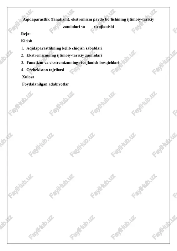 aqidaparastlik va ekstremizm — DOCX