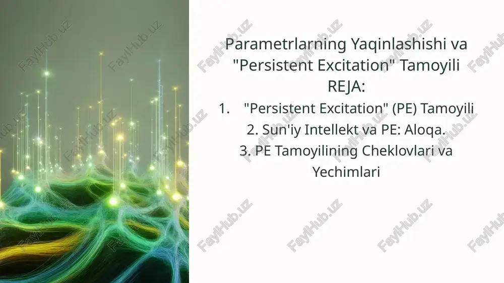 parametrlarning yaqinlashishi va "persistent excitation"tamoyili — PPTX