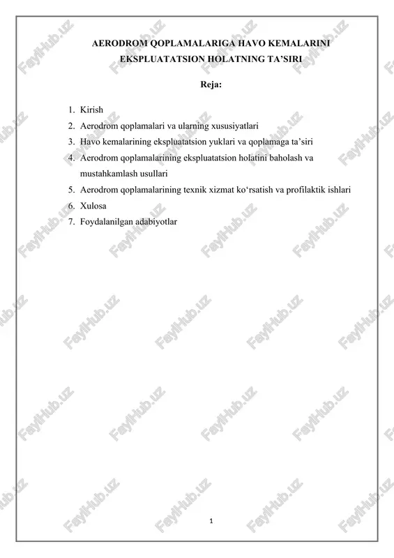aerodrom qoplamalariga havo kemalari — DOCX