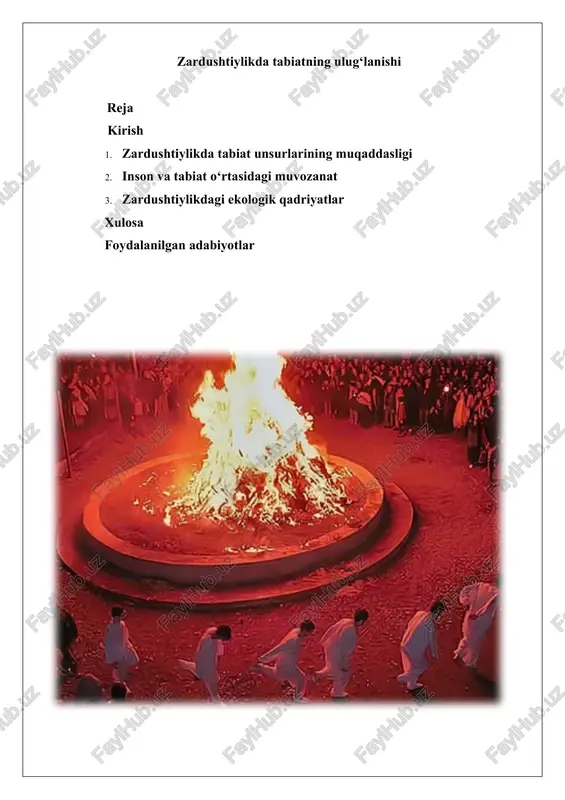 zardushtiylik dagi ekologik qadriyatlar — DOCX