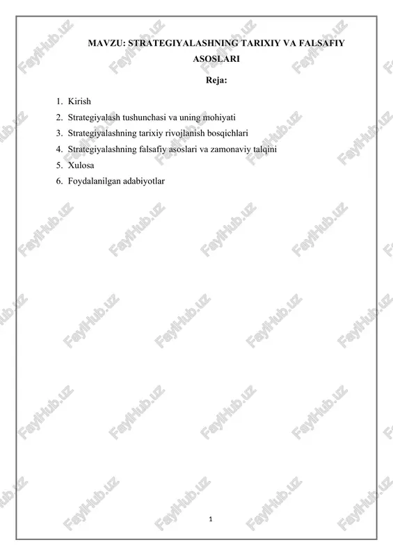 strategiyalashning tarixiy va falsafiy asoslari — DOCX