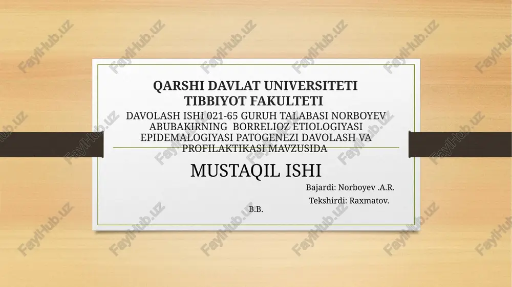 borrelioz etiologiyasi — PPTX