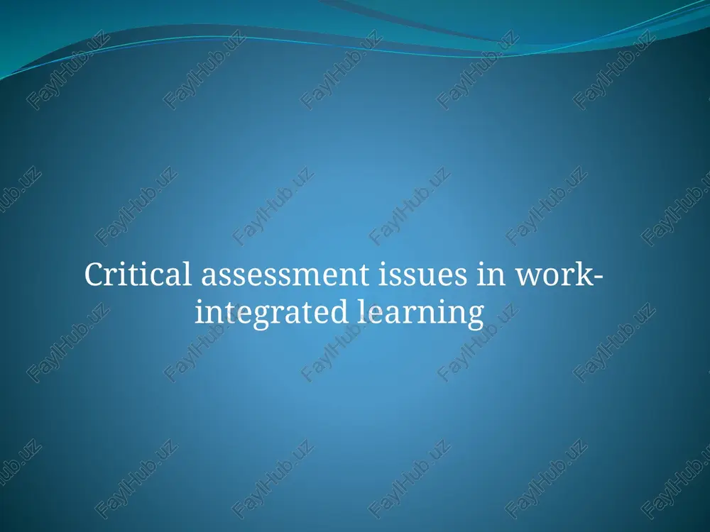 critical assessment issues in work-integrated learning — PPTX