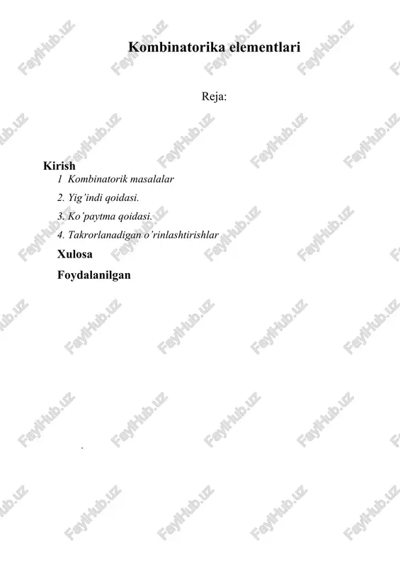 kombinatorika elementlari — DOC