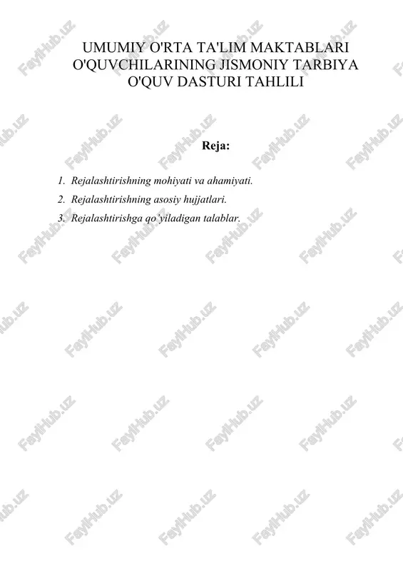 jismoniy tarbiya o'quv dasturi — DOC