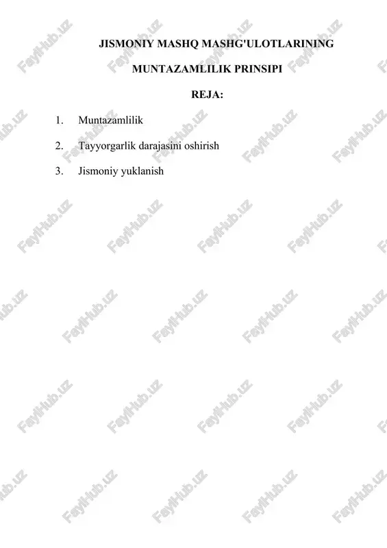 jismoniy mashq mashg'ulotlarining muntazamlilik prinsipi — DOC