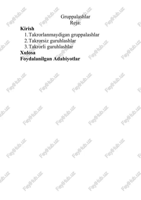 gruppalashlar — DOC