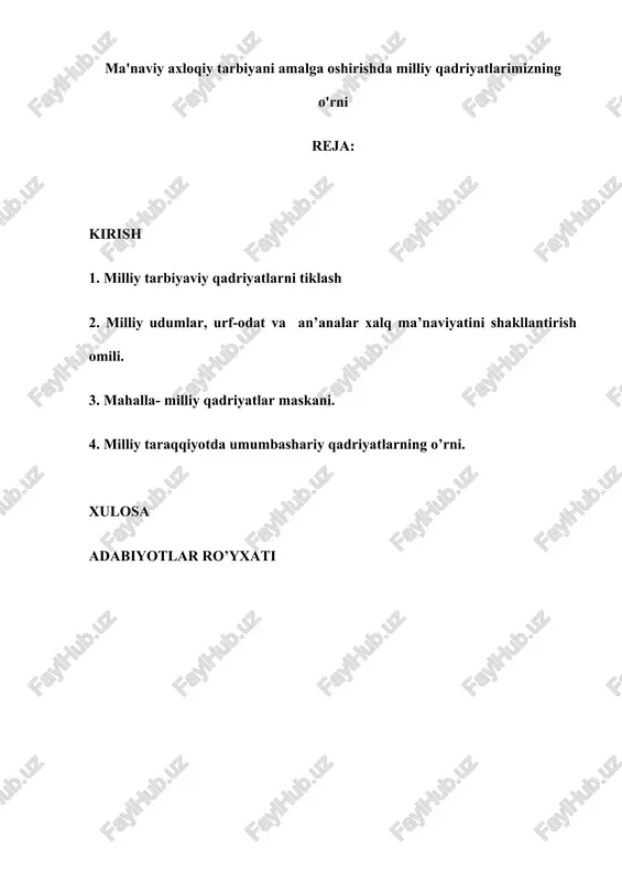 adabiyotlar ro'yxati — DOCX