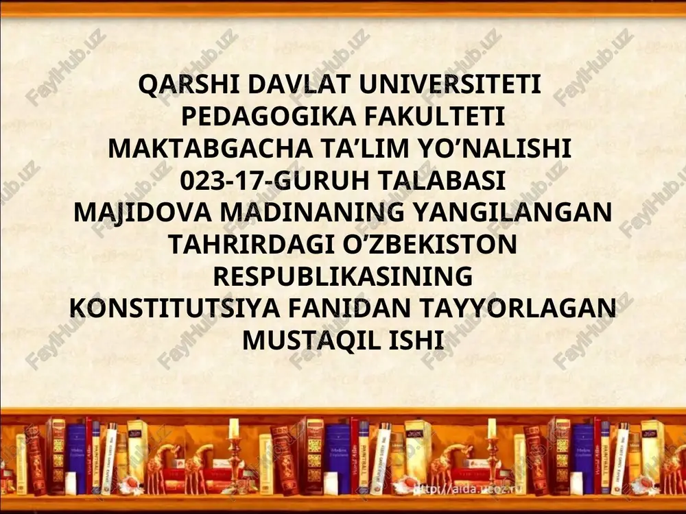 o'zbekiston respublikasi konstitutsiyasi — PPT