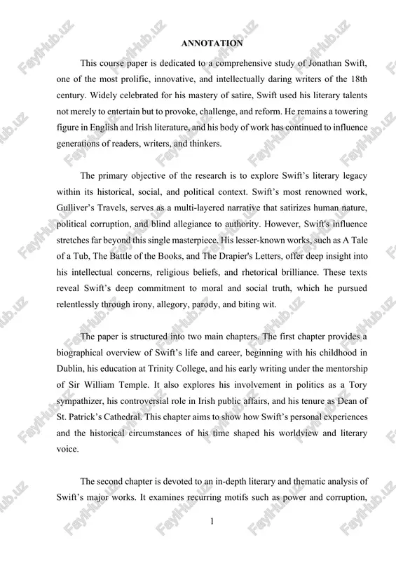 jonathan swift's literary legacy — DOCX