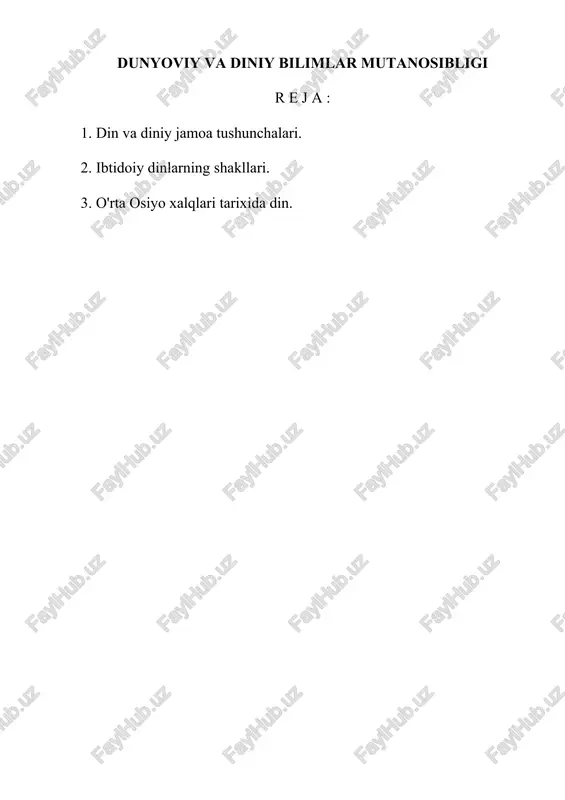 dunyoviy va diniy bilimlar mutanosibligi — DOCX