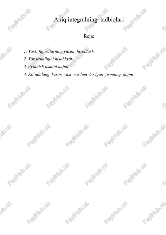 aniq integralning tadbiqlari — DOC