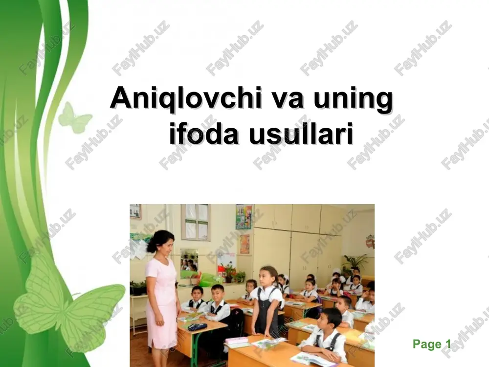 aniqlovchi va uning ifoda usullari — PPT