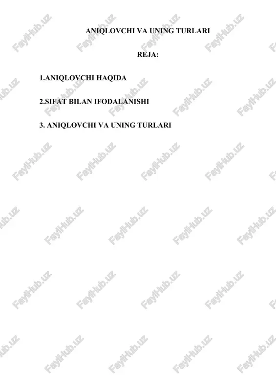 aniqlovchi va uning turlari — DOCX