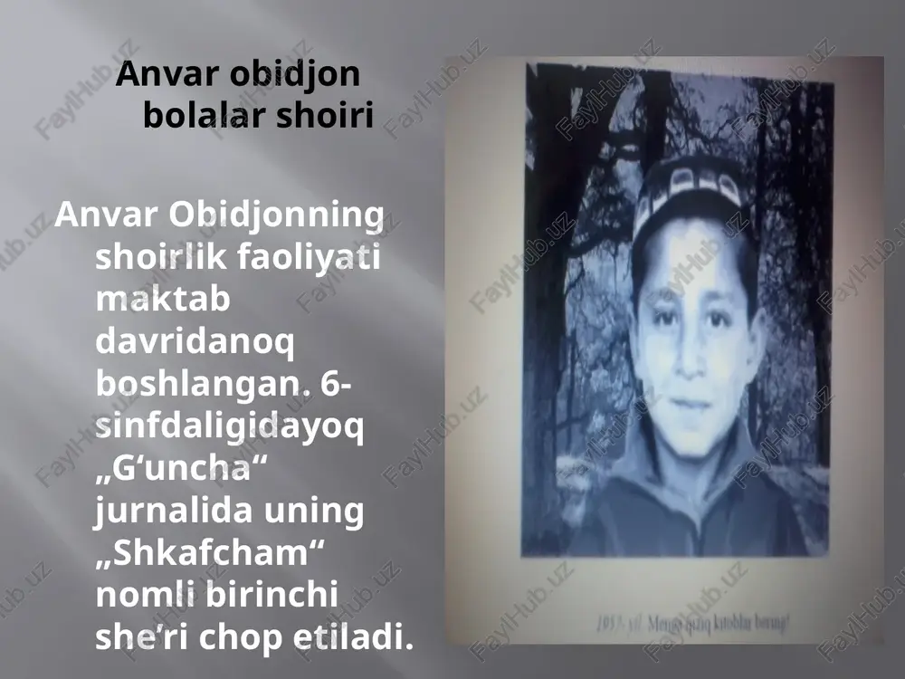 anvar obidjon bolalar shoiri — PPTX