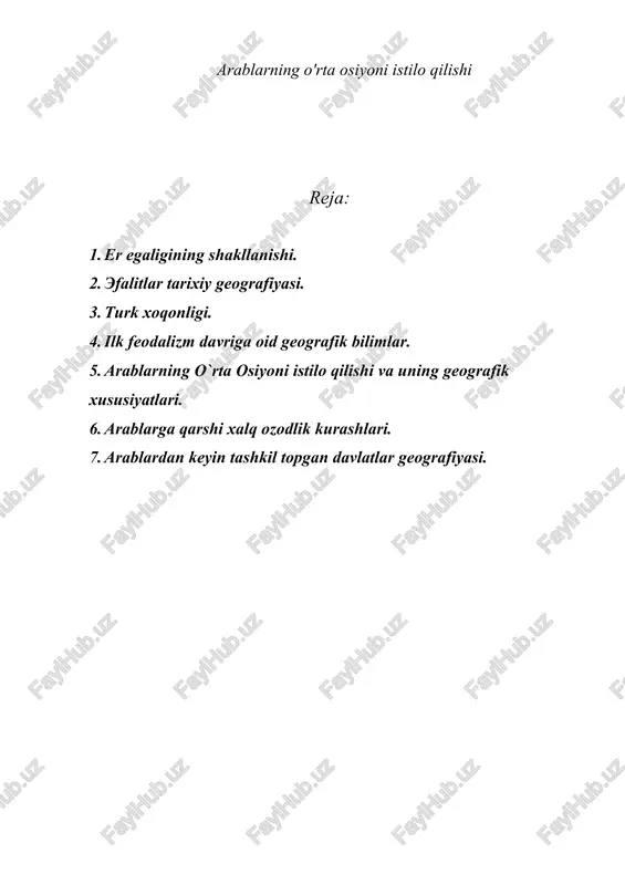 arablarning o'rta osiyoni istilo qilishi — DOC