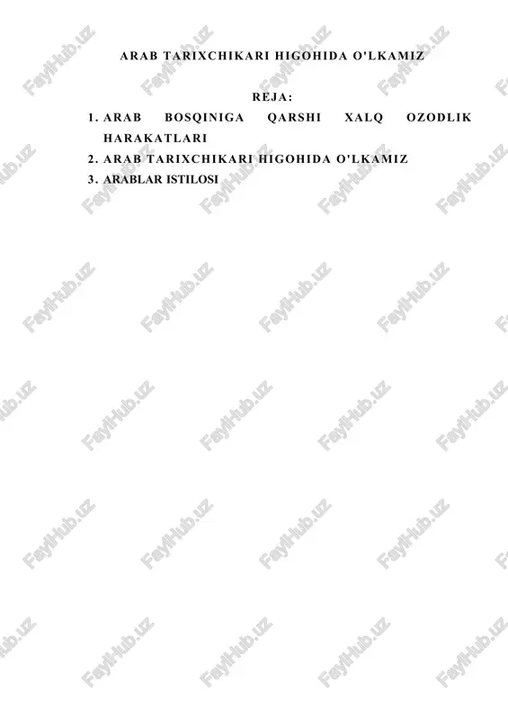 arab tarixchikari higohida o'lkamiz — DOCX