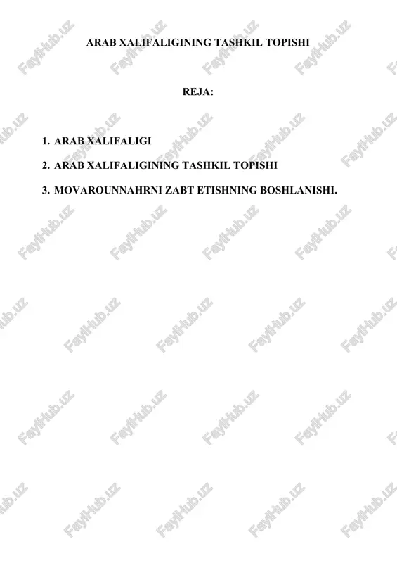 arab xalifaligining tashkil topishi — DOC