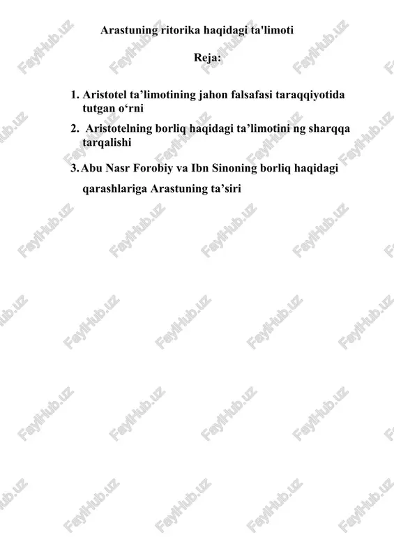 arastuning ritorika haqidagi ta'limoti — DOCX