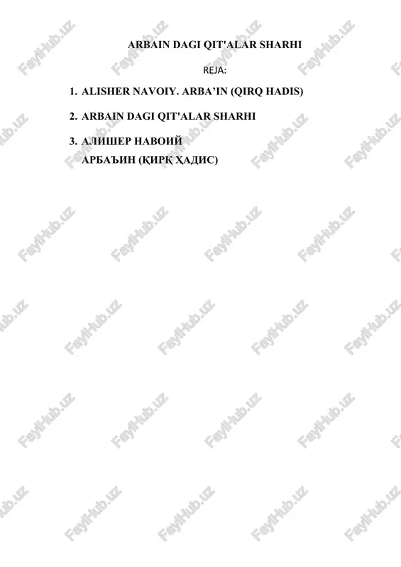 arbain dagi qit'alar sharhi — DOCX