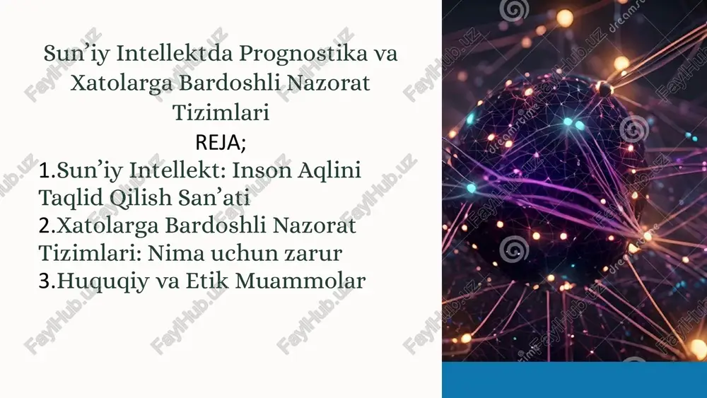 sunʼiy intellektda prognostika va xatolarga bardoshli nazorat tizimlari — PPTX