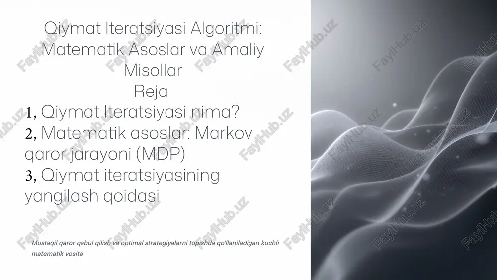 qiymat iteratsiyasi algoritmi — PPTX