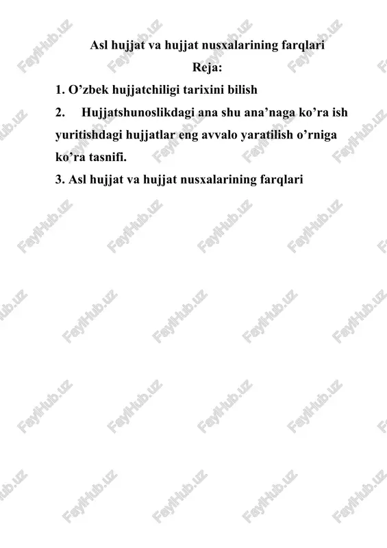 asl hujjat va hujjat nusxalarining farqlari — DOCX