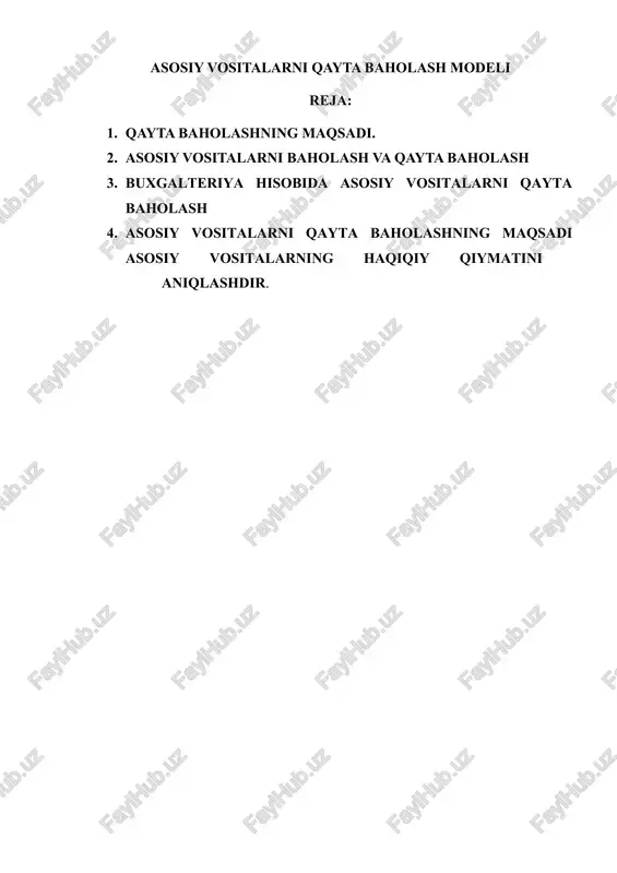 asosiy vositalarni qayta baholash modeli — DOCX