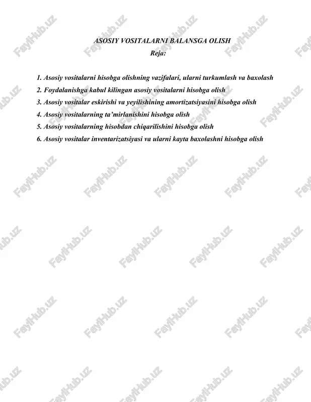 asosiy vositalarni balansga olish — DOC
