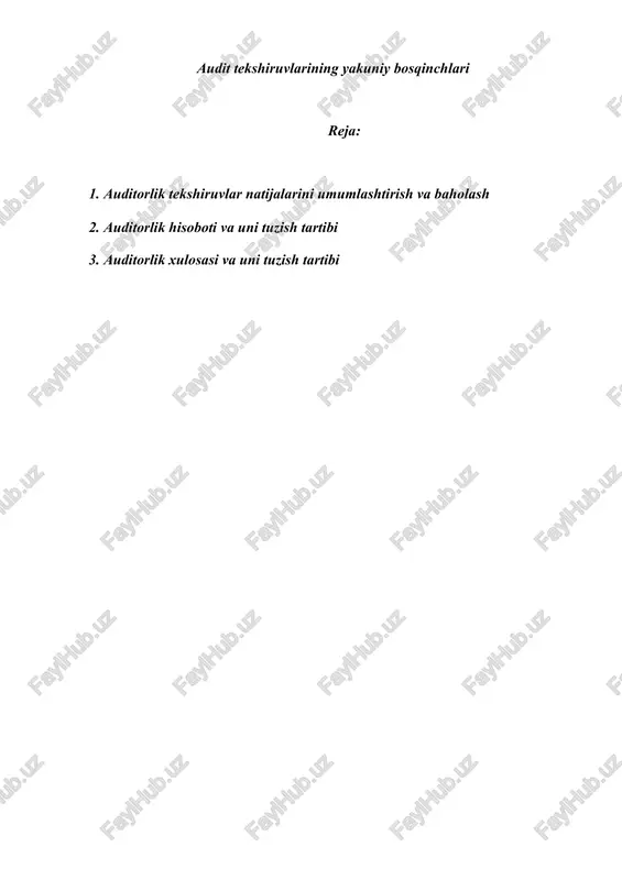 audit tekshiruvlarining yakuniy bosqinchlari — DOC
