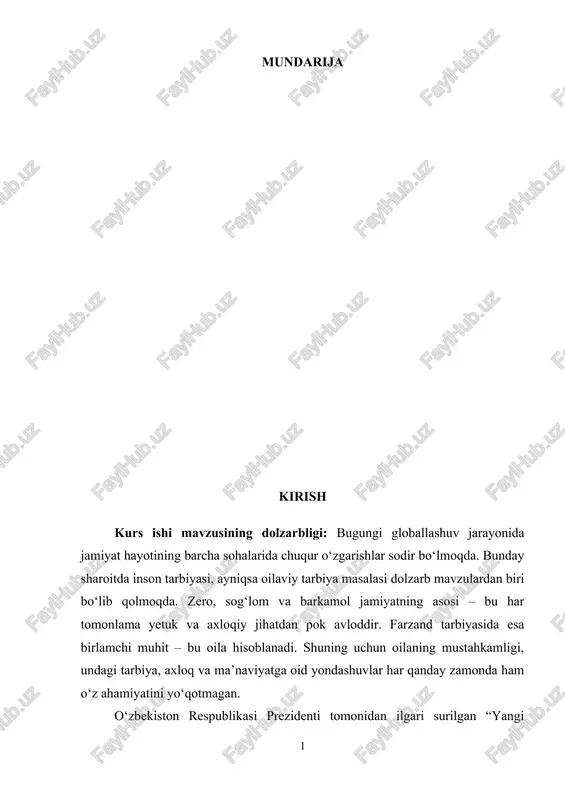 abdurauf fitratning “oila” asarida oiladagi tarbiyaning ahamiyati — DOCX