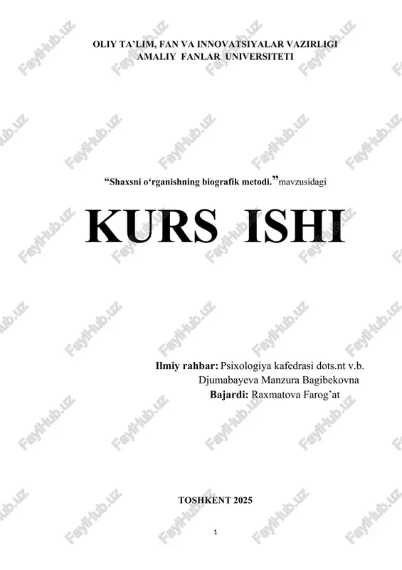 "shaxsni oʻrganishning biografik metodi" — DOCX