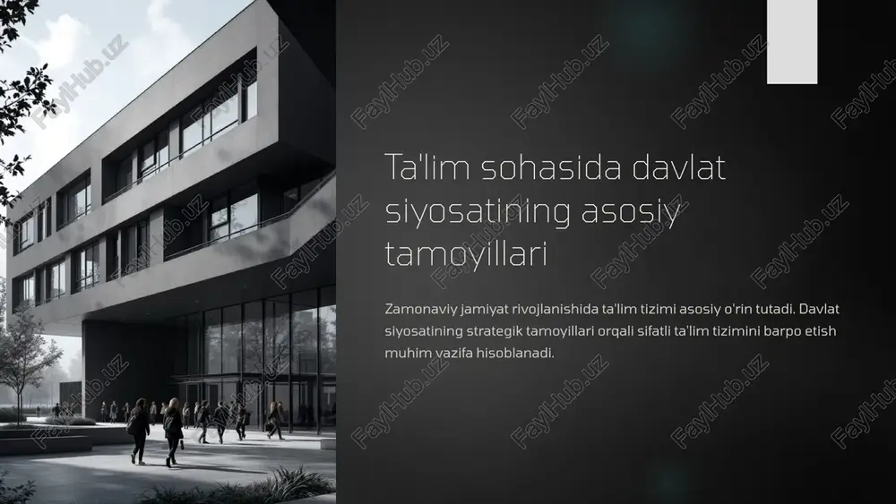 ta'lim sohasida davlat siyosatining asosiy tamoyillari — PPTX