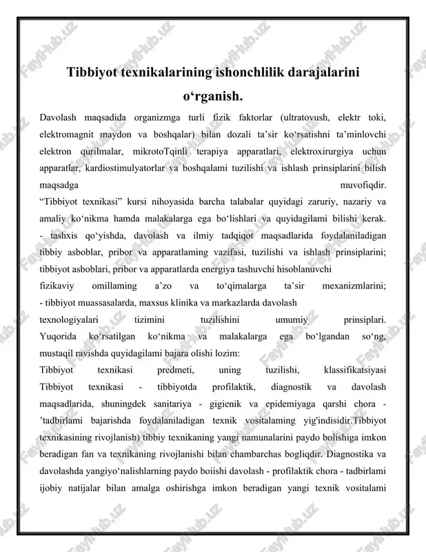 tibbiyot texnikasi — DOCX