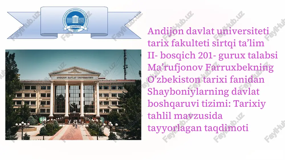 shayboniylarning davlat boshqaruvi tizimi: tarixiy tahlil — PDF