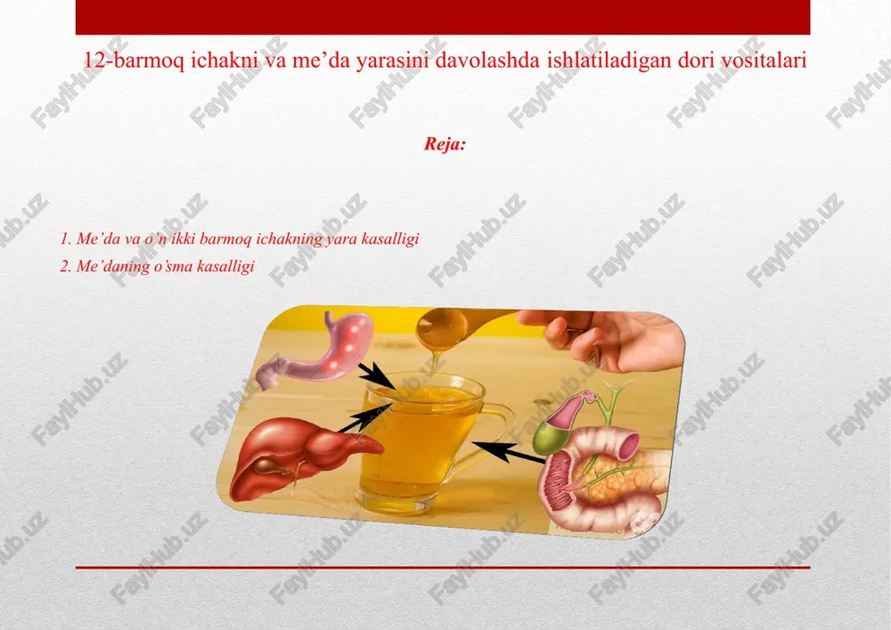 me’da va o’n ikki barmoq ichakning yara kasalligi — PPTX
