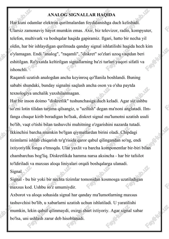 analog signallar haqida — DOCX