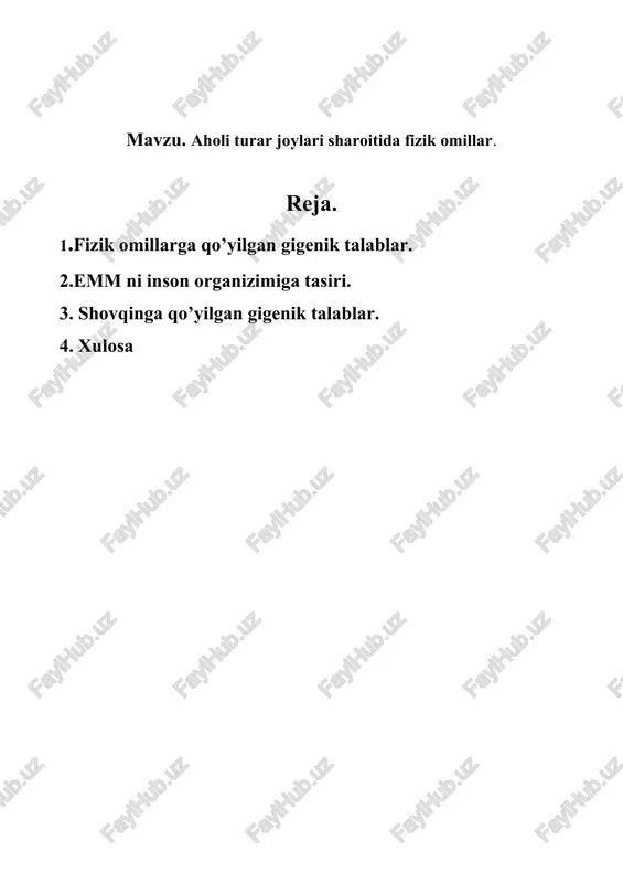 shovqinga qo’yilgan gigenik talablar — DOCX