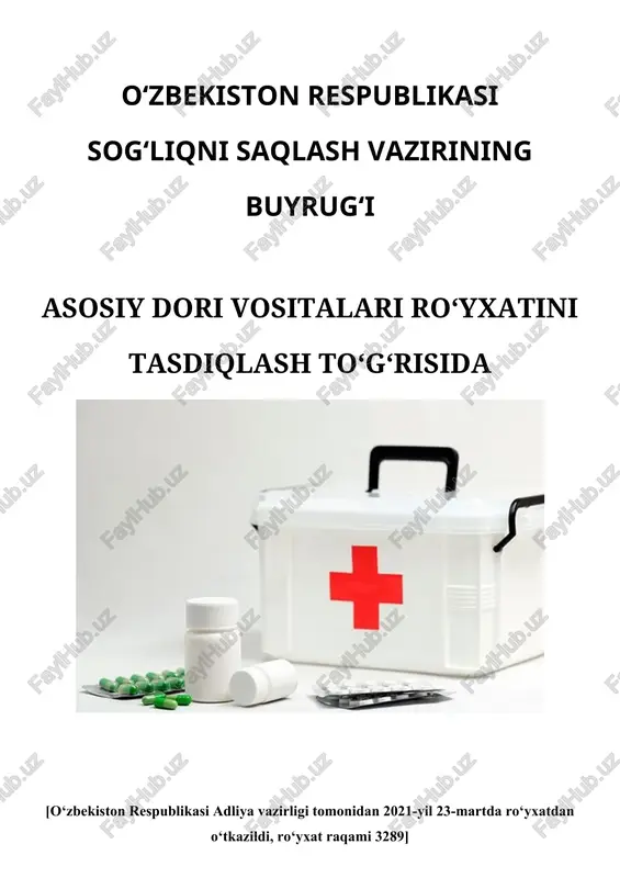 asosiy dori vositalari roʻyxati tasdiqlandi — DOCX