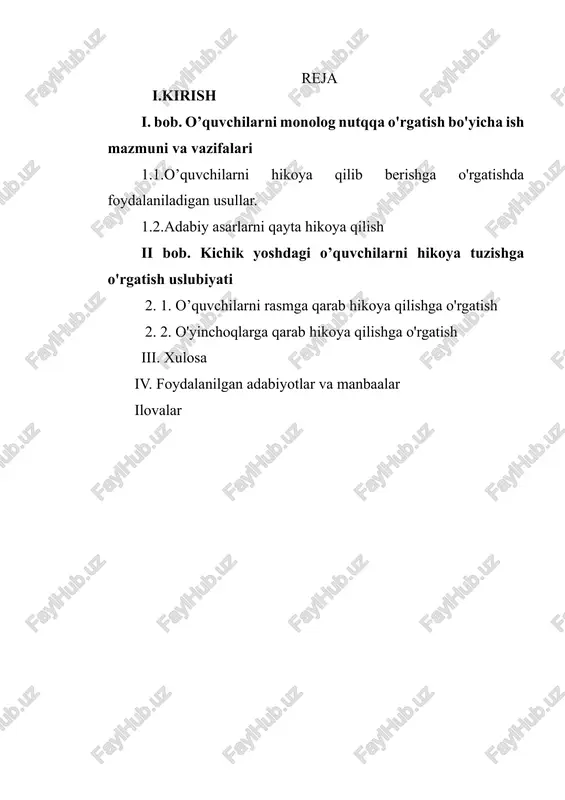 o'qish savodxonligi darslarida qayta hikoyalash turlaridan foydalanish — DOCX