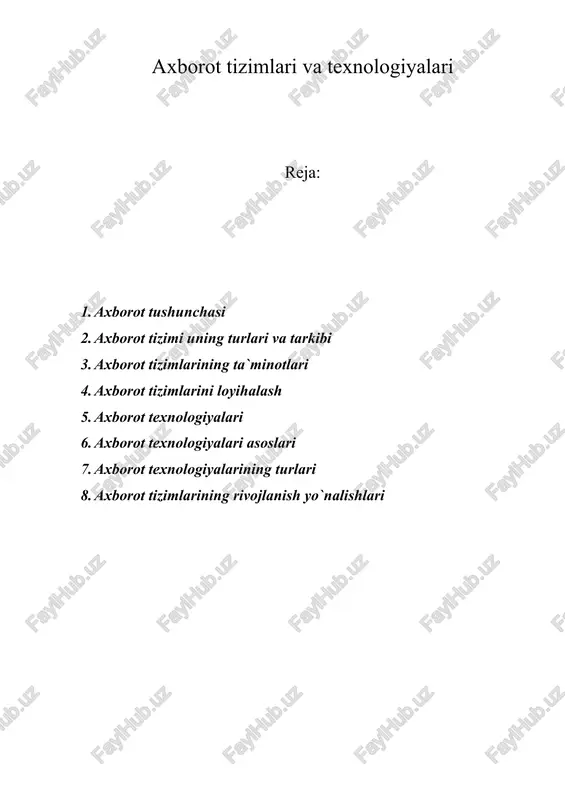 axborot tizimlari va texnologiyalari — DOCX