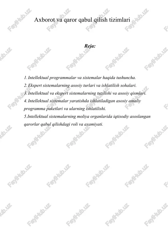 axborot va qaror qabul qilish tizimlari — DOC