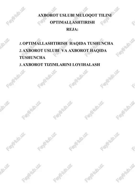 axborot uslubi muloqot tilini optimallashtirish — DOCX