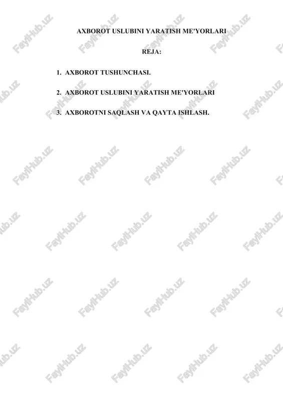 axborot uslubini yaratish me'yorlari — DOCX