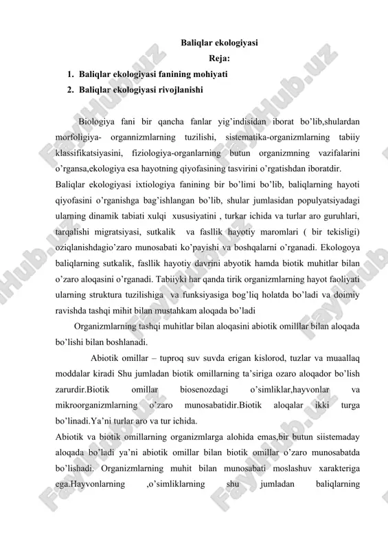 baliqlar ekologiyasi — DOC