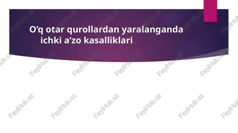 yaralanishning o'ziga xos xususiyatlari — PPTX