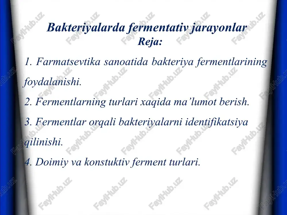 bakteriyalarda fermentativ jarayonlar — PPTX