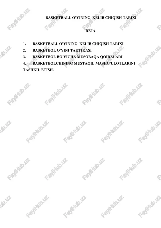 basketball o’yining kelib chiqish tarixi — DOCX